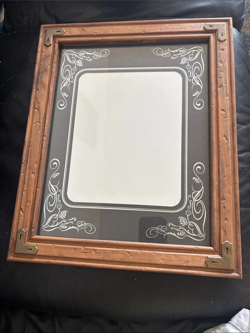 Wood Decorative Picture Frame with Etched Glass - Brown
